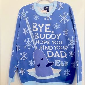 NWT Narwhal Buddy Elf Bye Hope You Find Your Dad Christmas Sweater